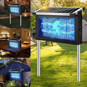 솔라 버그 재퍼 야외 팻로이 모기 4500V 방수 휴대용 플라이 충전식 전기 퇴치기 파티오 야드 홈 가든