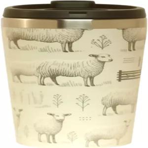 AetherSip 양 커피 컵 15온스 단열 이중벽 스테인리스 스틸 머신 친화적인 귀여운 농장 머그잔 뜨거운