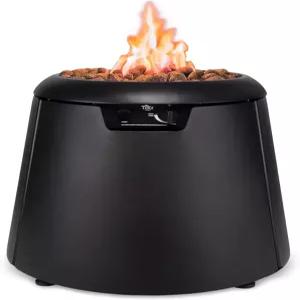 TIKI 28.5인치 맞춤형 프로판 파이어 피트 용암 바위 및 버너 커버가 있는 40000 BTU 야외 파티오 뒷마당