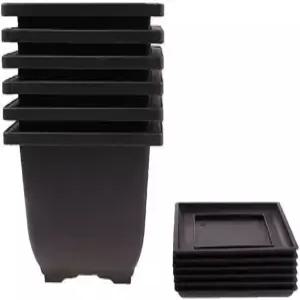 MUZHI 6PCS/팩 레트로 스타일 딥 스퀘어 작은 분재 트레이닝 포트 트레이 미니 플라스틱 모카 가든 플라워