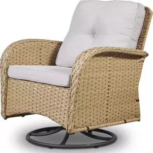 벨로드 파티오 가구 회전 글라이더 PE 위커 의자 현관 데크 발코니용 쿠션이 있는 야외 로커 시트