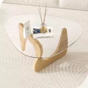 거실용 모던 유리 커피 테이블 스몰 미드 센추리 침실 거실 접수 사무실 테이블에 적합한 스타일리시한