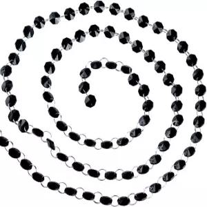 H D 6FT 유리 크리스탈 14mm 옥타곤 비즈 체인 샹들리에 프리즘 걸이식 화환 크리스마스 장식 (블랙)