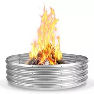 야외용 48인치 소방관 링 지름 4피트 목재 소각 대형 원형 아연 도금 강철 뒷마당용 금속 야외 벽난로