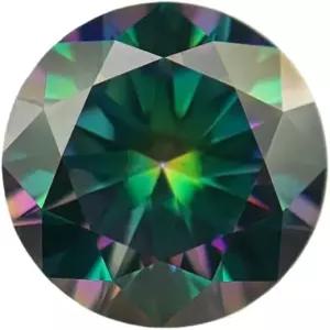 Dlbazoyx 원형 색상 모이사나이트 스톤 랩 재배 시뮬레이션 보석 그린스톤 블루 0.34ct 루즈 컷