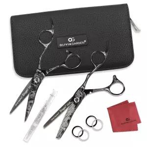 올리비아 가든 드래곤 가위 키트 전문가용 헤어 커팅 시너 케이스 및 액세서리 포함 면도기 샤프