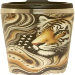 AetherSip 스타일리시 타이거 커피 머그잔 15온스 단열 스테인리스 텀블러 이중벽 머신 친화적인 뜨거운