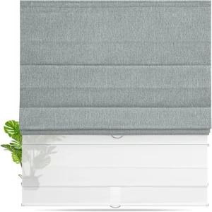 Windows용 Milin 무선 로마 음영 낮 밤 2/1 암막 및 조명 필터링 가정용 이중 레이어 창문