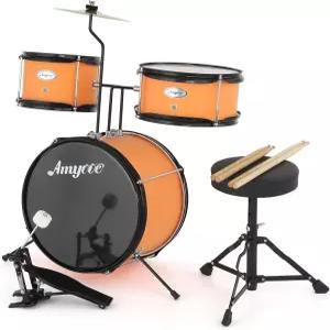 센포트 드럼 세트 우드/메탈 AD100 3종 초급 세트에는 베이스 2개 심벌 스틱 페달 및 스툴 타악기 악기