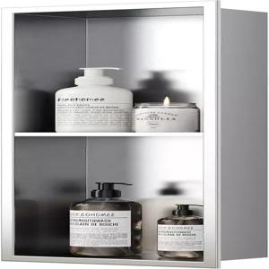 네오드레인 샤워 틈새 이중 선반 스테인리스 스틸 타일 필요 없음 욕실 벽 2단 방수 큐비8X24인치 브러시드