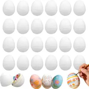 24개의 DIY 빈 종이 마체 부활절 달걀 공예 및 파티 장식 사냥을 위한 3.15인치 화이트 채움 가능한