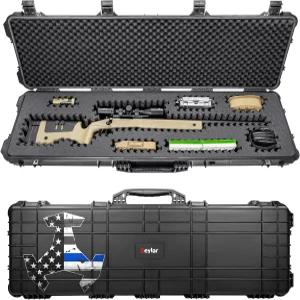 특수 에디션 라가 재구성 및 재사용 가능한 XP 가교 폼 인서트가 장착된 Eylar 38인치 하드 라이플 케이스