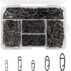 330개 5사이즈 낚시 파워 스피드 클립 스테인리스 스틸 퀵 체인지 루어 커넥터 크랭크베이트용 스냅 포퍼