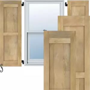 12 W x 74 H Americraft 2개 동일 평면 패널 외장 리얼 우드 셔터페어당 미완성