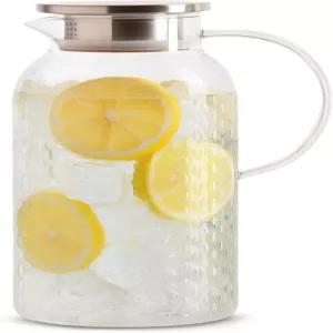 뚜껑과 스파우트가 있는 2리터 68온스 유리 피처 뜨거운/찬물용 다이아몬드 카라페 주스용 대형 스티 및