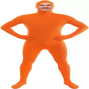 남성 및 여성용 에르코 오렌지 바디수트 세트 스트레치 스판덱스 오픈 페이스 할로윈 코스프레 젠타이