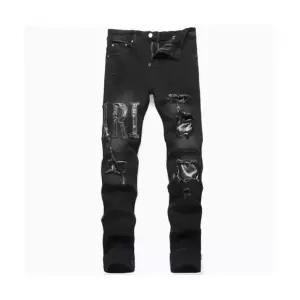 코아픽샵 남자 키작남 배기핏 바지 찢어진 아플리케 자수 청 종아리 패션 스판 꾹1