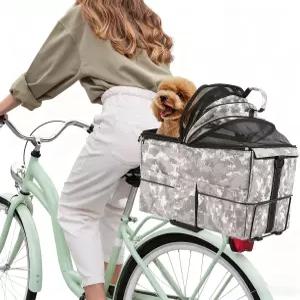 자전거 반려동물 캐리어 리어 바스켓 멀티 백팩 및 카시트 커버로 사용 튼튼한 금속 프레임