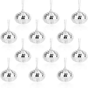 파티 장식용 실버 디스코 미러볼 12개 크리스마스 트리 결혼식 생일 장식품 3CM