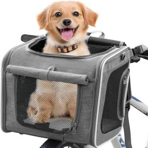 반려견 자전거 바구니 확장 가능한 소프트 엣지 반려동물 캐리어 백팩 4개의 메쉬 창이 있는 접이식 중형