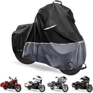 블슈베즈 헤비 듀티 600D 방수 모터사이클 커버 사이드 박스 포함 투어 모델 할리 데이비슨 로드 킹