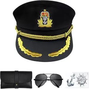 도도윈 남녀 공용 성인 조절 가능한 캡틴 코스튬 애드미럴 모자 코스프레 세일러 캡