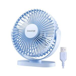 가이아탑 USB 책상 선풍기 조용한 블루 작고 강력한 자동차 속도 미니 3단 데스크탑 테이블 휴대용 실내외 여행용 오피스 개인용 회전 90 5인치
