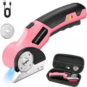 4V 무선 전기 가위 안전 잠금 및 LED 조명으로 간편한 절단 2개의 블레이드 파워 로터리 커터로 판지