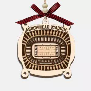 CoCray66 캔자스시티 스타디움 나무 장식 축구 경기장 4겹 크리스마스 트리 빨간 활과 구슬 스포츠 팬