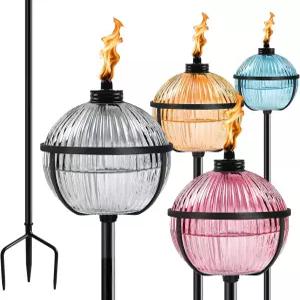 XINWXSS 시트로넬라 토치 세트 4개 대용량 16온스 야외 유리 가든 데코 58.6 야드 파티오 개더링용 3가지