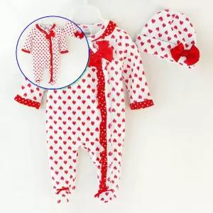 쌍문상회 아기우주복 러블리 하트패턴 케이프 신생아 돌복 외출복