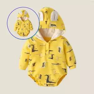 쌍문상회 바디수트 사랑스러운 옐로우악어 긴팔 유아 등원룩