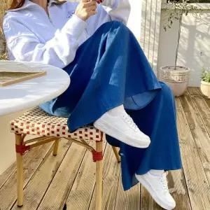 여성 허리밴드 면 와이드핏 편안한 스커트바지