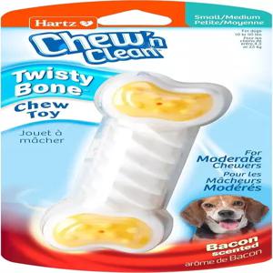 하츠 츄 앤 클린 트위스티 본 도그 장난감 적당한 츄어용 베이컨 향 소형/중형 색상 다양