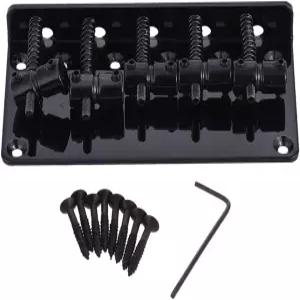 HUIOP 5새들 브리지 세트 5현 일렉트릭 베이스 기타 부품 교체용 블랙