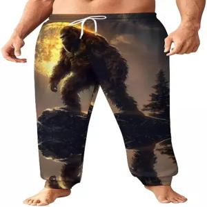 빅풋 문 사스콰치 소프트 남성 스웨트 팬츠 노블리티 러닝 조거즈 요가 라운지웨어