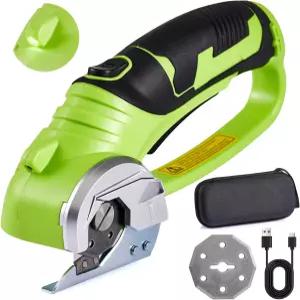 무선 전기 가위 4V 충전식 로터리 커터 강력한 패브릭 판지 및 카펫 절단 도구 칼날과 보관 가방이 추가된