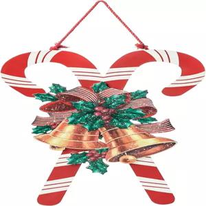 글리츠홈 크리스마스 캔디 지팡이 벽 장식 빈티지 레드 화이트 스트라이프가 있는 20인치 나무 걸이 간판