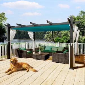 가비라이프 10 x 13 피트 알루미늄 퍼골라 조절 가능한 캐노피가 있는 야외 금속 가제보 뒷마당 파티오