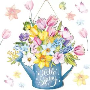 가정용 봄 화환을 위한 쥬에시카 장식 현관 꽃 간판 부활절 문 걸이 파티 야외 실내 장식을 소박한 벽