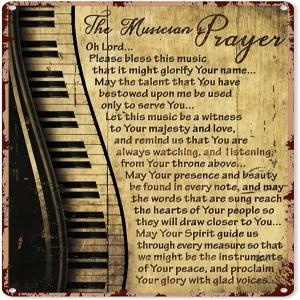 뮤지션 기도 금속 간판 빈티지 음악 스튜디오 장식 피아노 건반 포스터 홈 클럽 사무실 최고의 선물 플라크