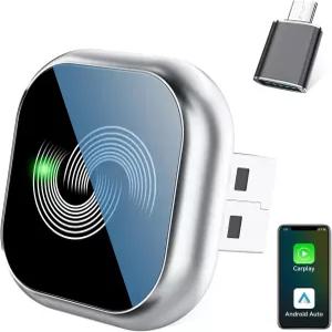 2026 업그레이드된 무선 카플레이 어댑터 블루투스 미니 2in1 안드로이드 오토 플러그 앤 제로 레이턴시