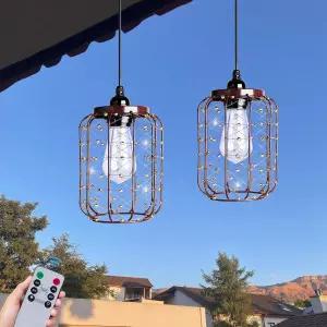 올 포춘 배터리 작동형 걸이식 야외 샹들리에 가제보 페르골라 현관 파티오 장식 조명용 펜던트 라이트 4종