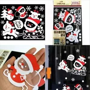 [하프클럽/셀러허브]장식 눈꽃 창문 스티커 트리 빨간모자산타