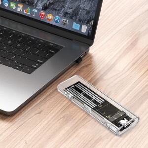 M.2 NGFF SATA 타입 C USB 3.1 하드 디스크 박스 10Gbps 투명 외장 SSD 케이스 어댑터 2230/2242/2260/2280