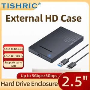 TISHRIC 2.5인치 하드 디스크 케이스 드라이브 SATA to USB Type-C 외장 USB3.0 하우징 6TB 지원