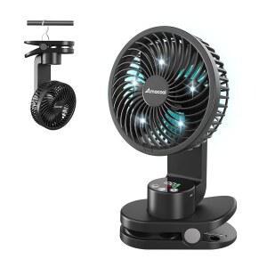AMACOOL 책상 선풍기 조용한 충전식 디스플레이 휴대용 선풍기 테이블 캠핑용 여행 30시간 소형 쉬운 오피스 270 90 기울임 청소하기 진동 데스크탑 작동 USB 침실 스마트