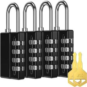 키킷 콤비네이션 자물쇠 열쇠가 달린 4자리 사물함 체육관 울타리 케이스 학교 및 직원 도구 상자 4팩 2개