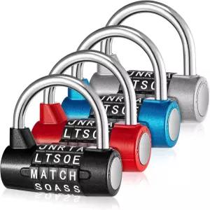 시메야오 4Pcs 5글자 조합 자물쇠 헤비 듀티 체육관 사물함 5자리 단어 키리스 리셋 가능한 금속 대학