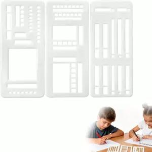 3Pcs 저널 스텐실 세트 점선 및 플래너를 위한 재사용 가능한 유연한 템플릿 DIY 체크리스트를 드로잉